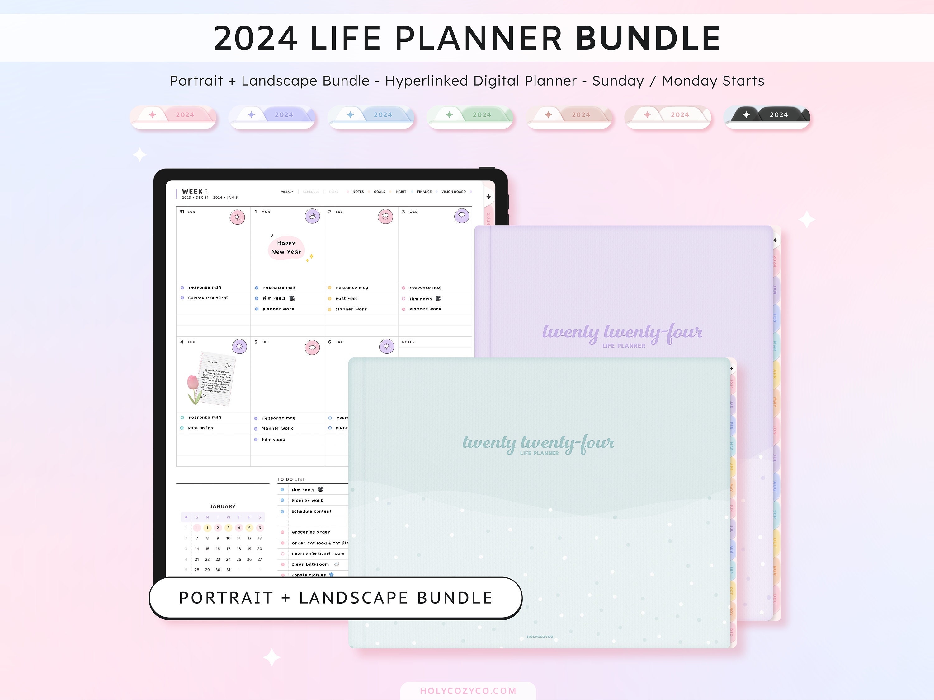 2024 Digital Life Planner for Goodnotes, Notability, Collanote, Etc. iPad  Planning, Bundle, Everyday Stickers, Pastel Planner 