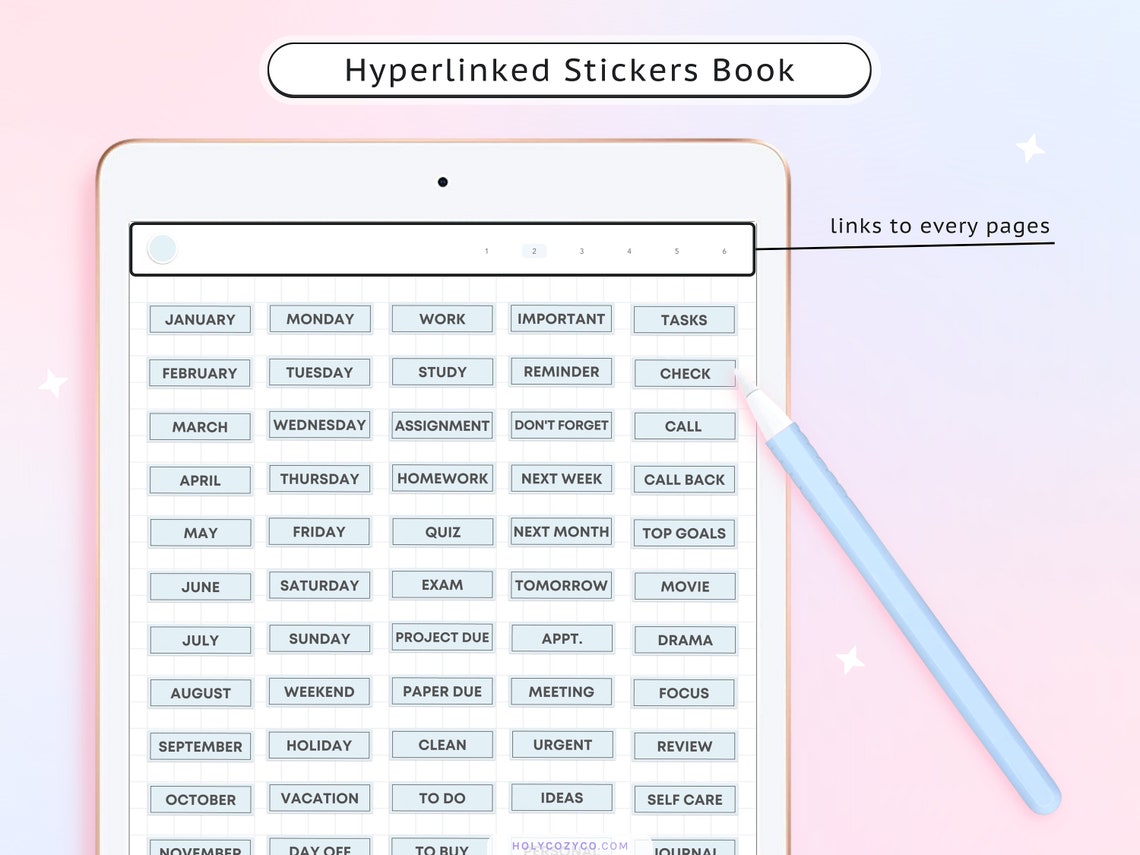 Blue Sticky Notes Digital Sticker Book for Goodnotes Planner Widgets ...