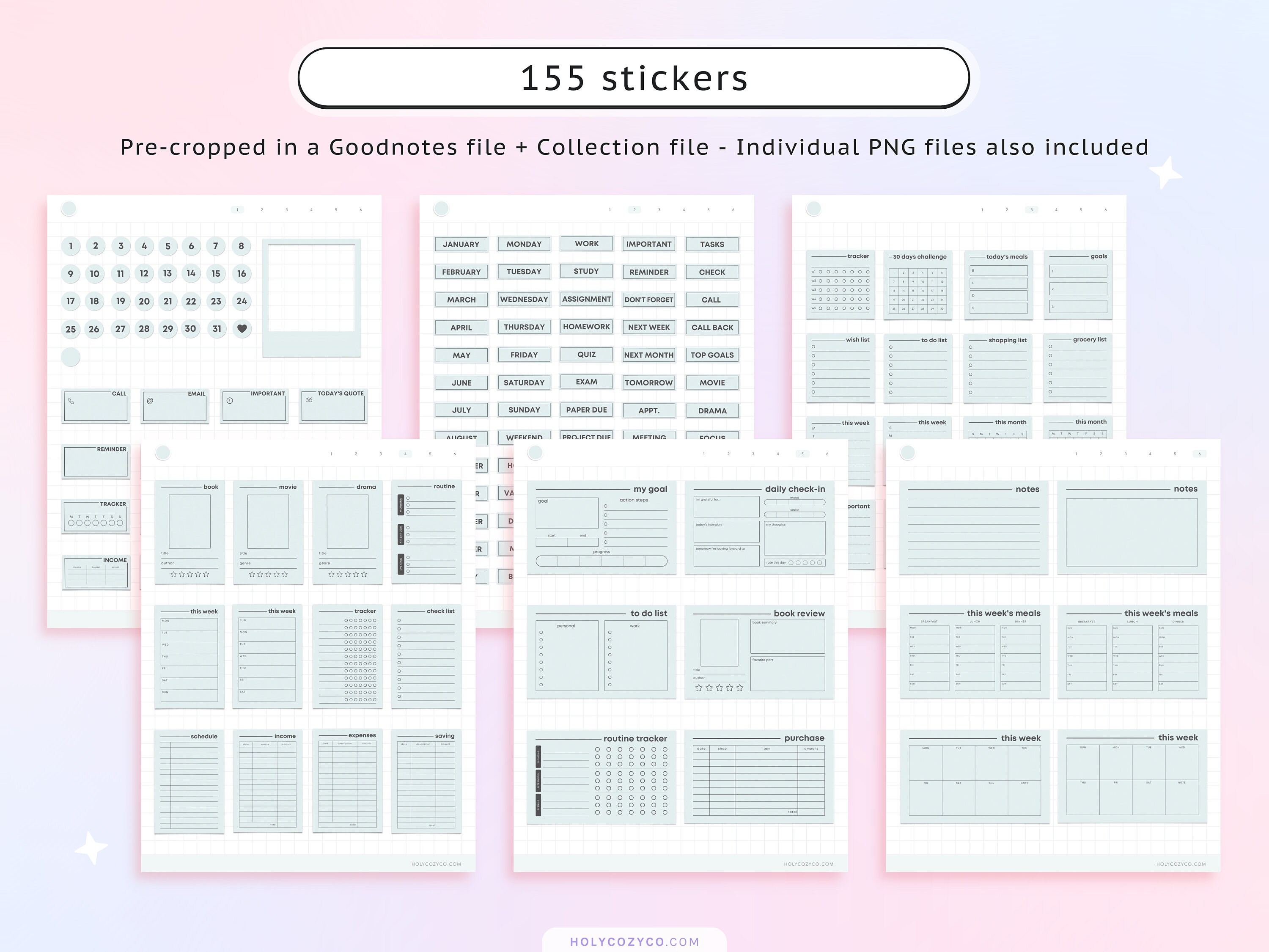 Mint Sticky Notes Digital Sticker Book for Goodnotes Planner - Etsy