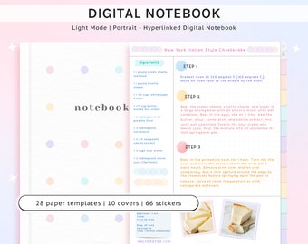 Digital Notebook with 12 Tabs + 10 Notebook Cover + Free Digital Sticker for Goodnotes, Notability, Noteshelf