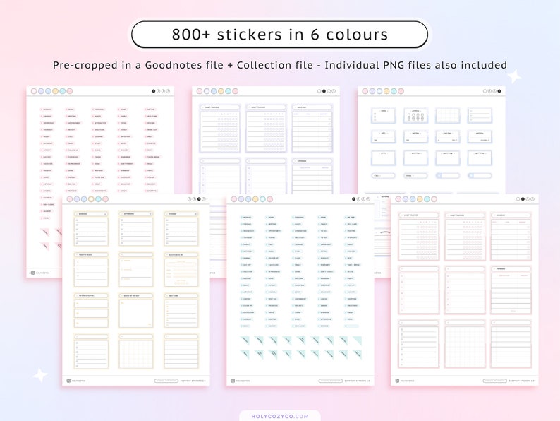 Pastel Rainbow Digital Planner Stickers: Goodnotes Widgets (800+ Pngs ...