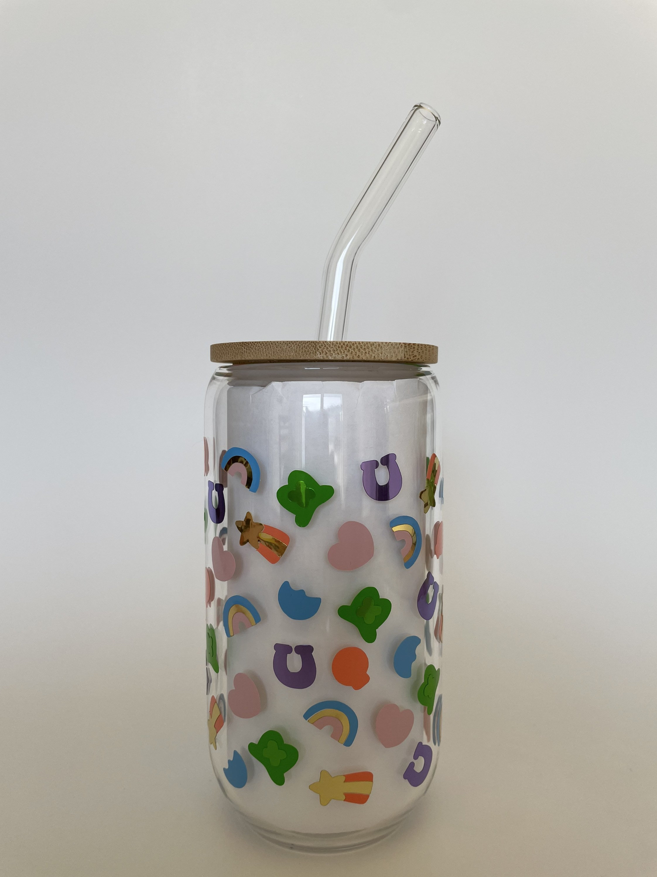Glass Beer Can With Bamboo Lid & Glass Straw - Etsy