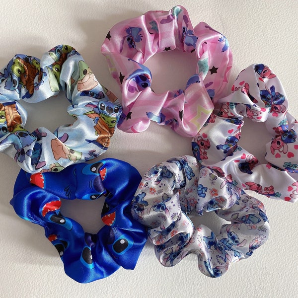 Lilo and Stitch satin style hair scrunchies 7 designs in 2 sizes