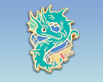 Bookwyrm Dragon Enamel Pin / A-Grade