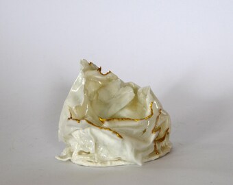 Kintsugi Porcelain Tealight Holder, handmade pottery gift