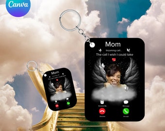 Porte-clé sublimation commémoratif d'appel téléphonique | Modèle Canva modifiable Le coup de téléphone que j'aurais aimé recevoir Design d'un doux souvenir