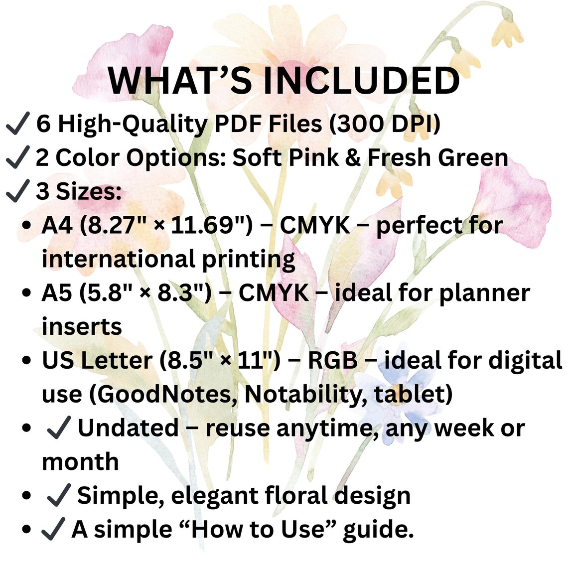 Floral Habit Tracker Bundle | Printable PDF & Digital Goodnotes | A4 A5 ...