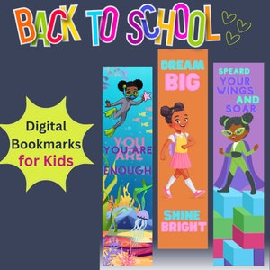 SET DI 3 segnalibri stampabili/Segnalibri per bambini/Lettori afroamericani/Ragazza nera legge/Ritorno a scuola/Libri/Regali per bambini/Regali per lettori