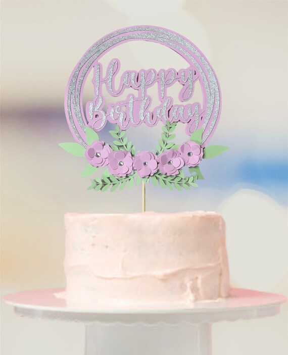 Pink Birthday Cake Topper Birthday Cake Toppers Happy | Etsy