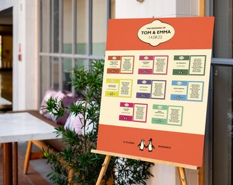 Wedding penguin book themed table plan (Printed)