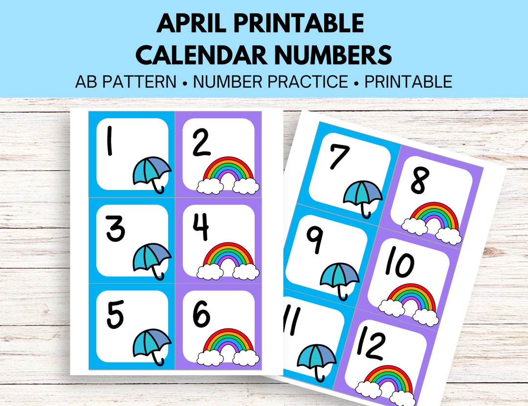 April Calendar Numbers in AB Pattern - Etsy