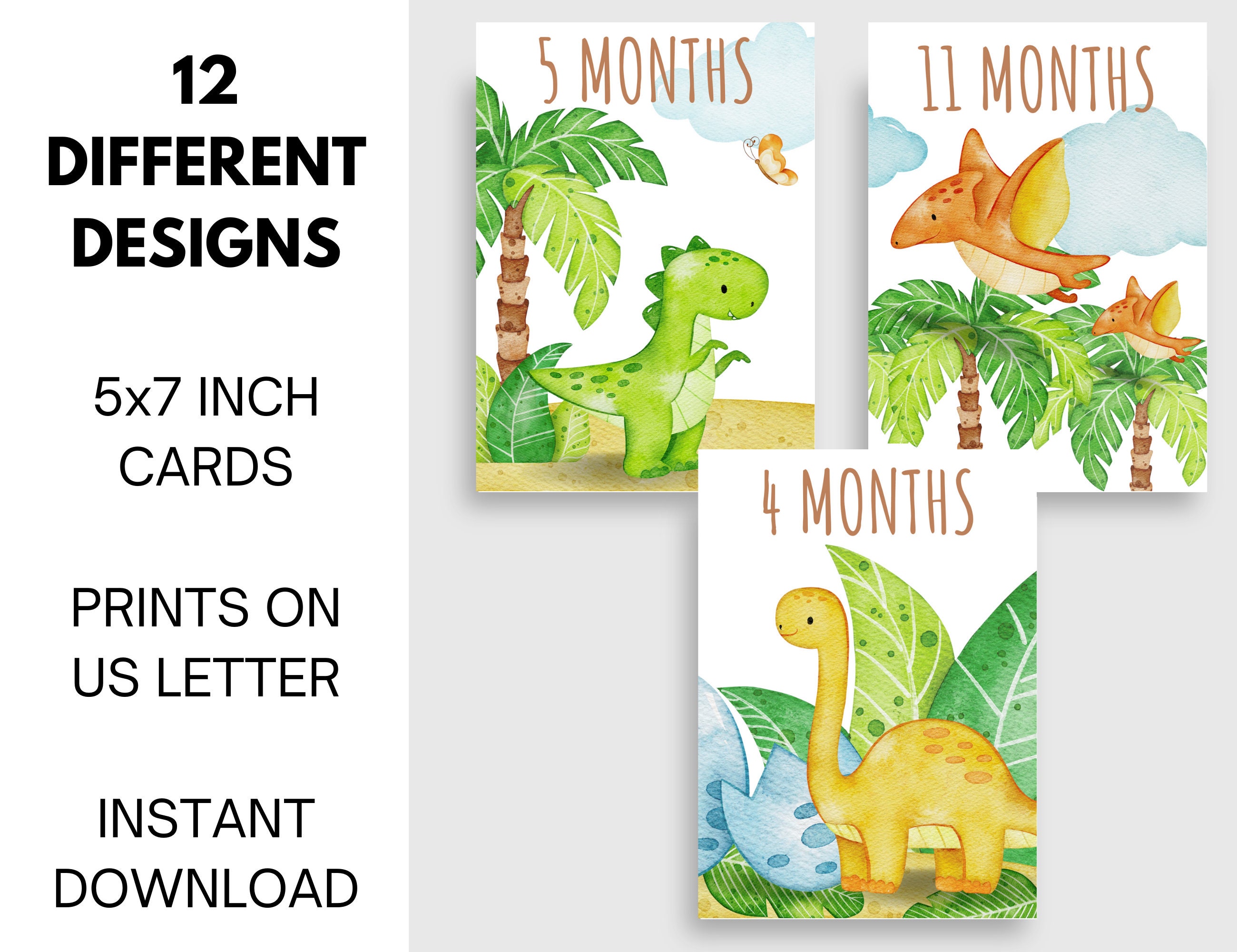 Baby Monthly Milestone Digital Printable Cards (dinosaurs) - Etsy UK