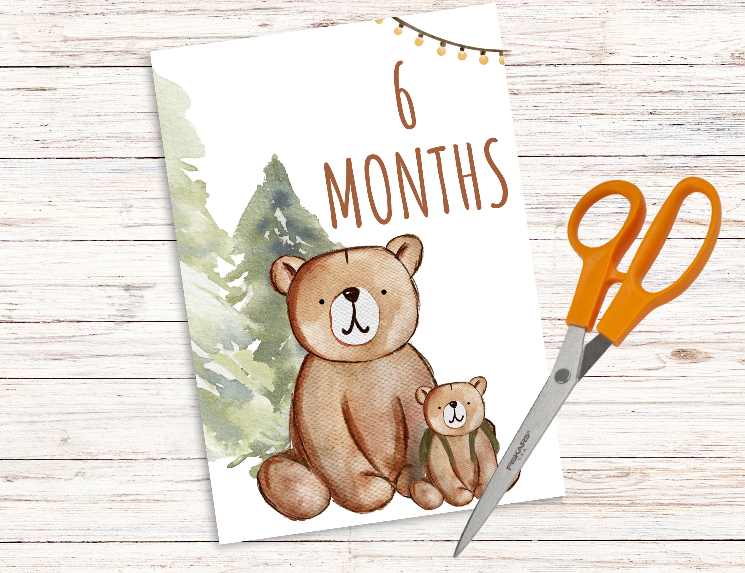 Camping Woodland Animals Baby Monthly Milestone Digital Printable Cards ...