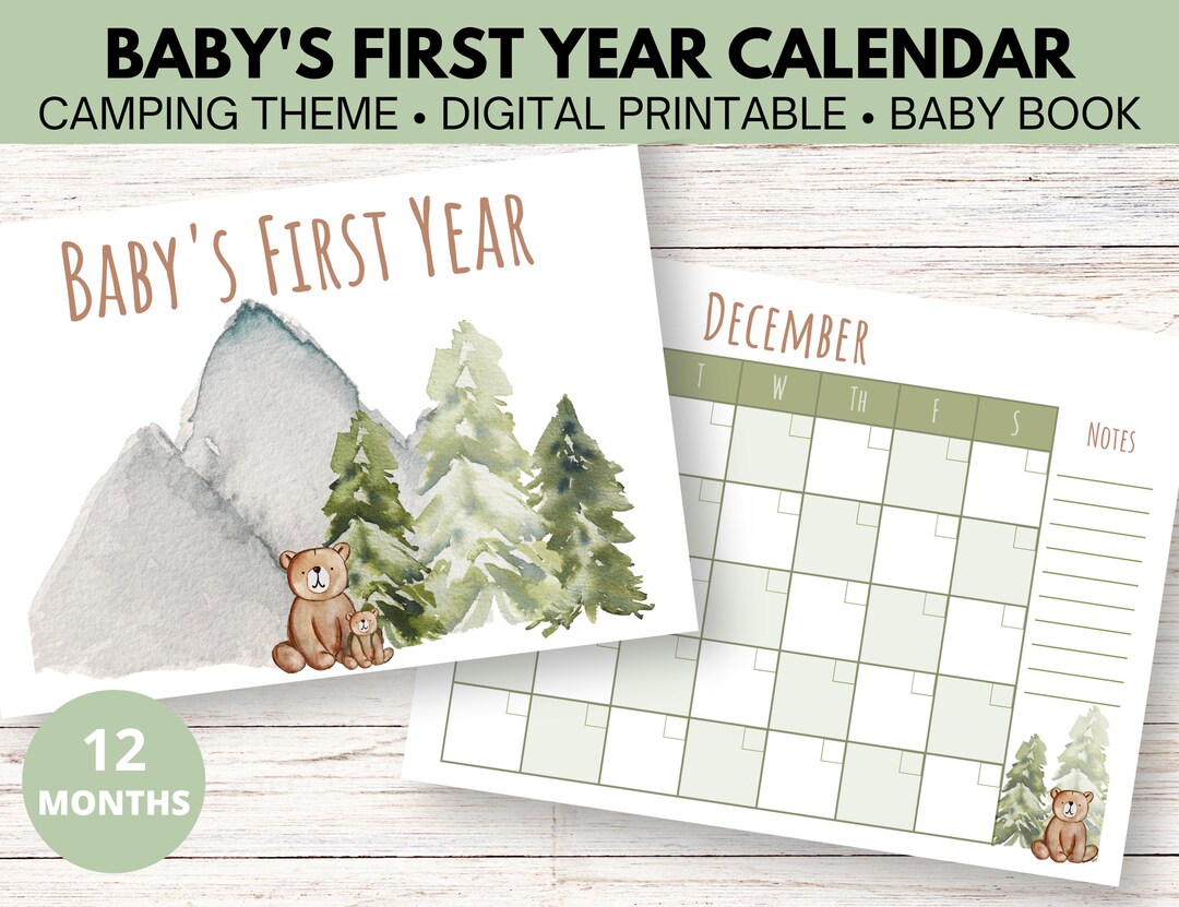 Baby's First Year Calendar Printable (camping Woodland Animals) - Etsy