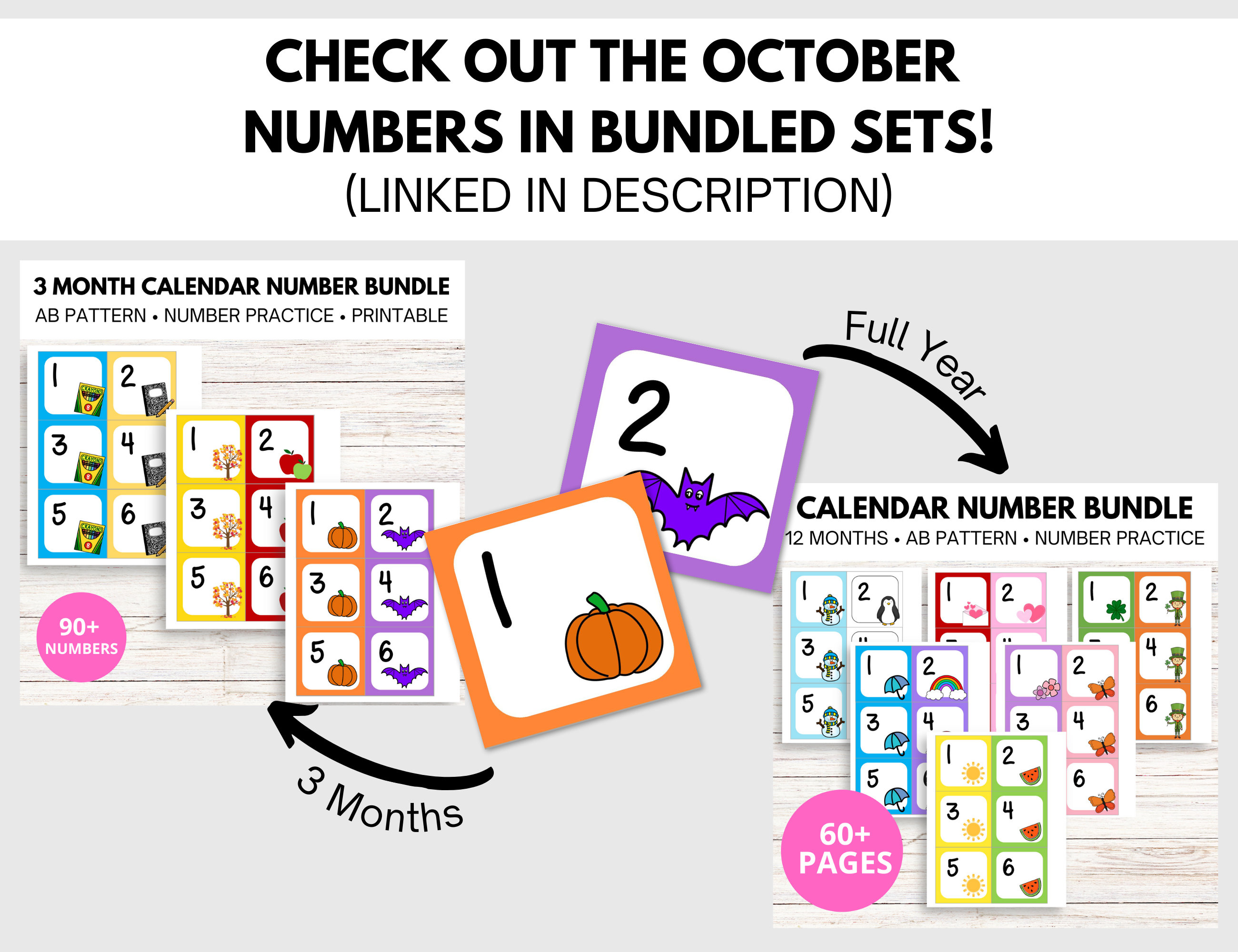 October Calendar Numbers in AB Pattern - Etsy