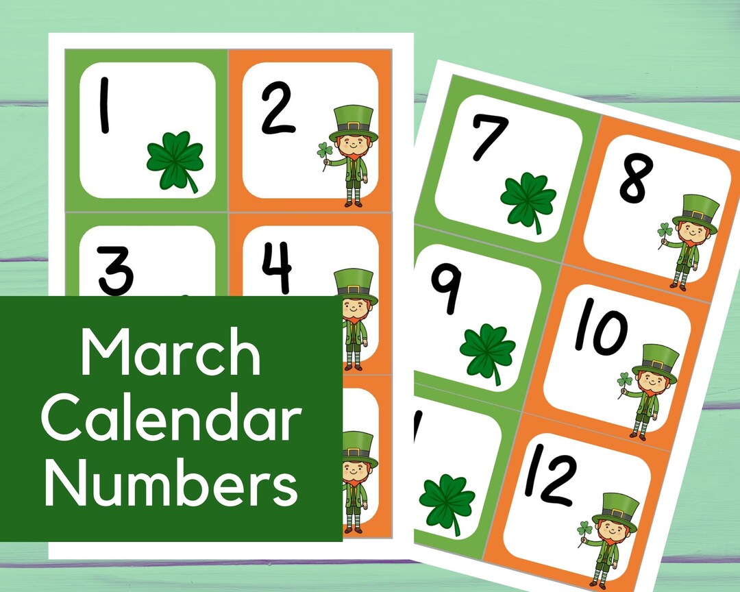 March Calendar Numbers in AB Pattern Etsy