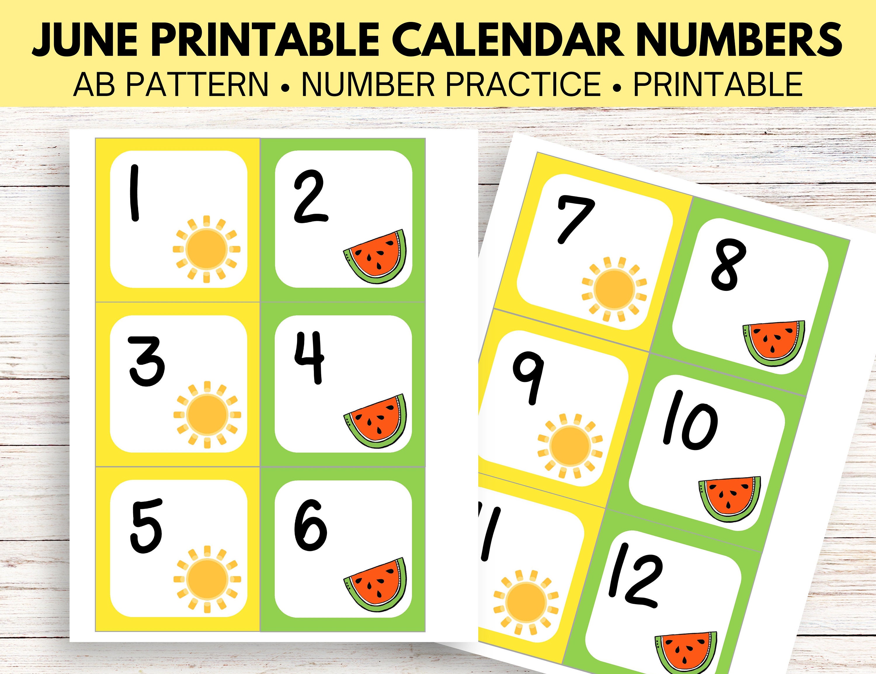 June Calendar Numbers in AB Pattern - Etsy