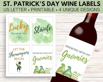 St. Patrick's Day Wine Label Set