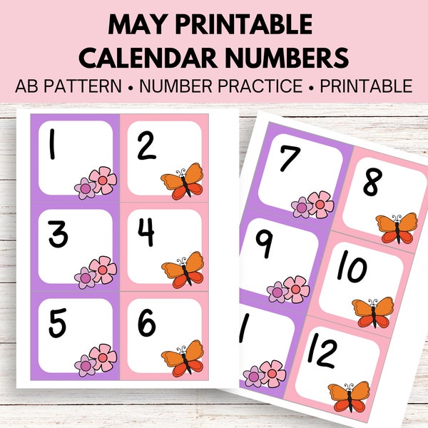 May Calendar Numbers in AB Pattern