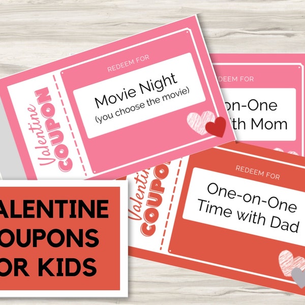 Carnet de coupons de la Saint-Valentin pour les enfants