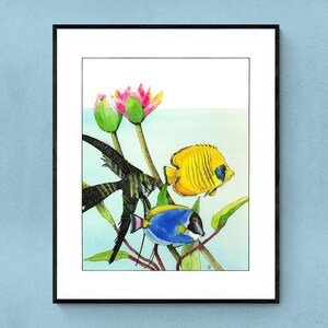 Colorful Fish Art Print · Tropical Fish Painting · Nautical Watercolor · Ocean Fish Wall Art · Beach House Decor · Angler Fisherman Gift