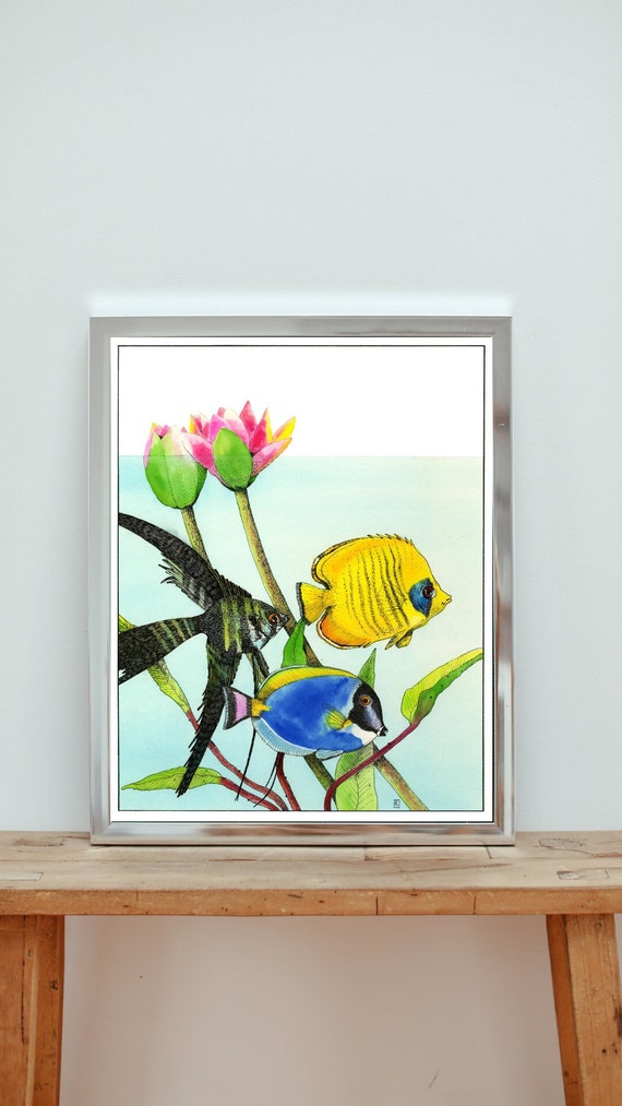 Tropical Fish Wall Art Fine Art Giclée Print Watercolor Fish Etsy