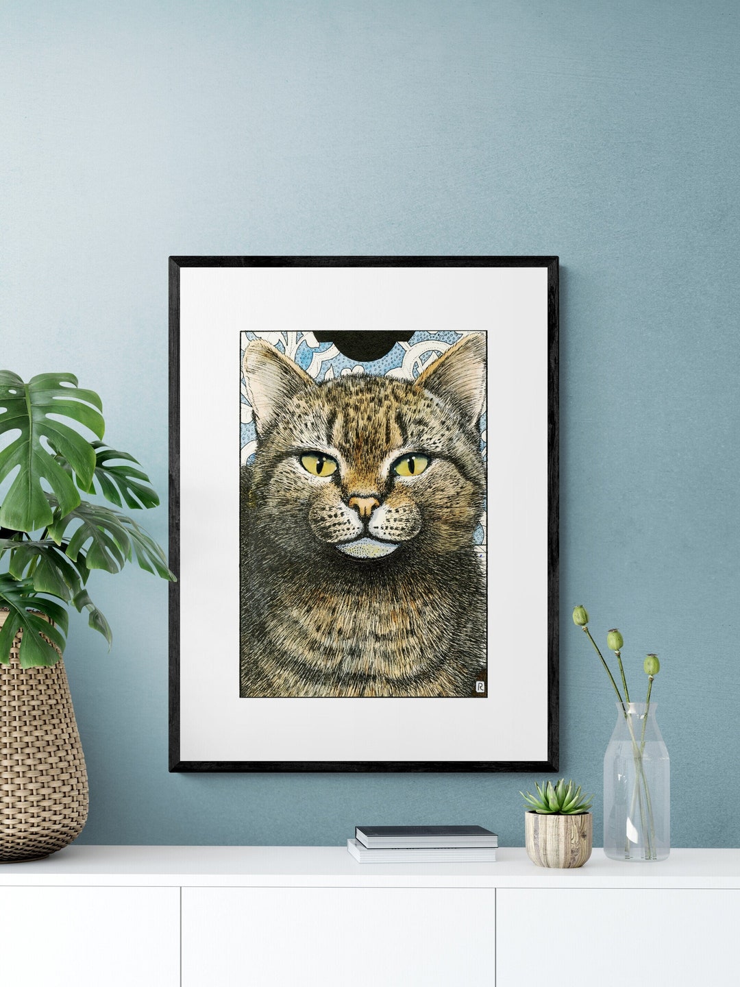 Tabby Cat Illustration · Nursery Decor · Watercolor Cat Print · Cat ...