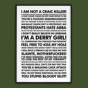 Derry Girls Quotes Poster Print, Wall Art, Minimalist, Typography, Motivational, Funny, Comedian, Comedy,  TV Show, Northern Ireland