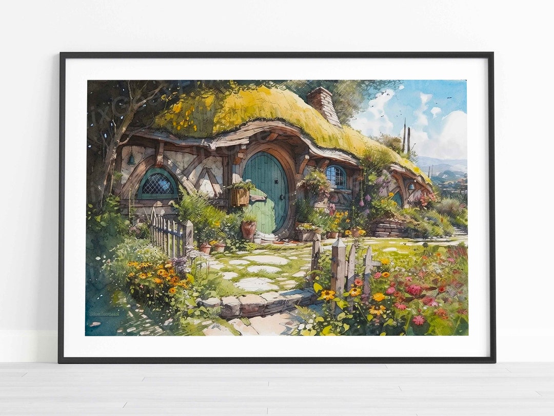 Bag End Inspired Posters, Watercolour, Wall Art Print, LOTR, Hobbits
