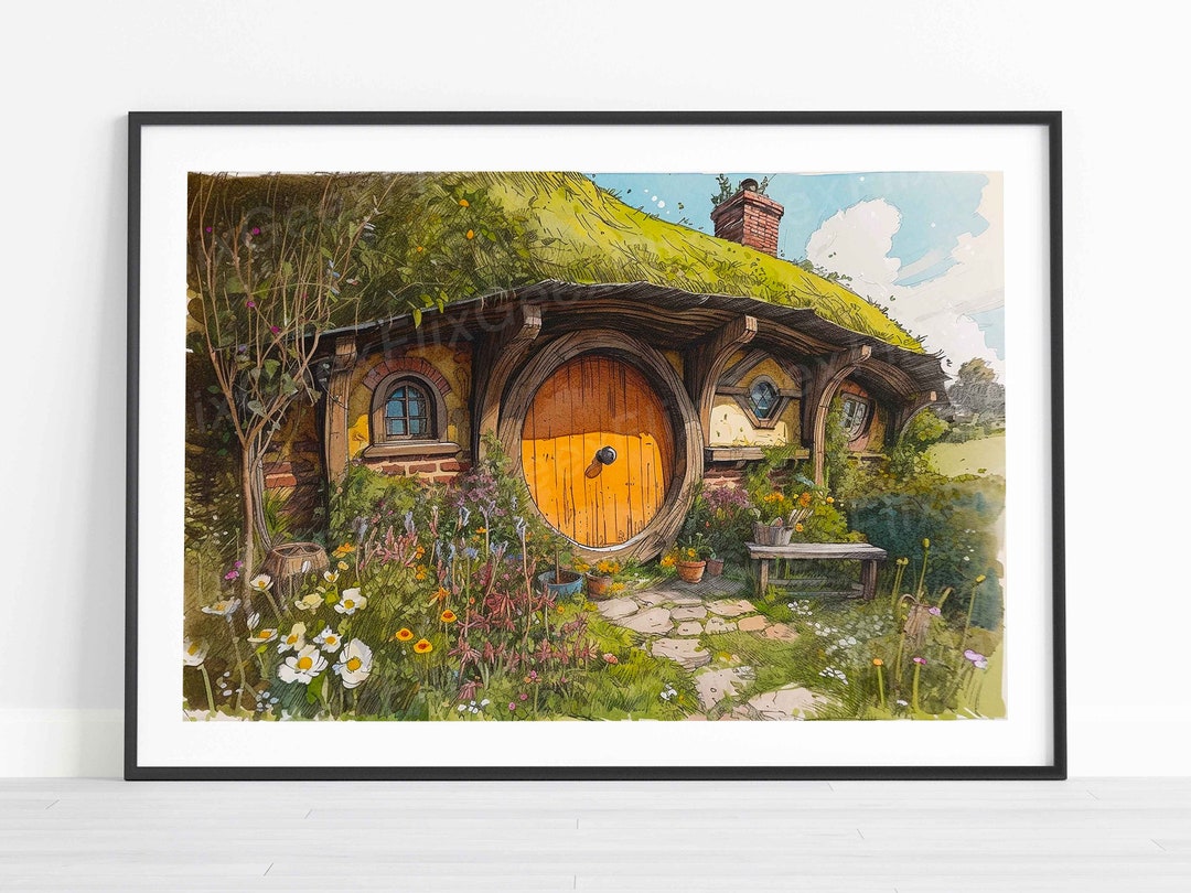 Bag End Inspired Posters, Watercolour, Wall Art Print, LOTR, Hobbits