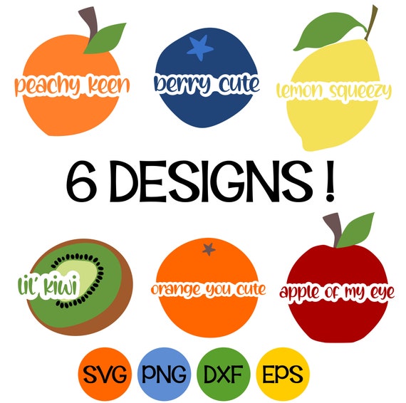 SVG Cut File Bundle 6 Designs Cute Fruit Phrases Etsy