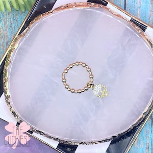 Gold-filled Stretch Ring with Gold-filled CZ Skull Dangle Charm