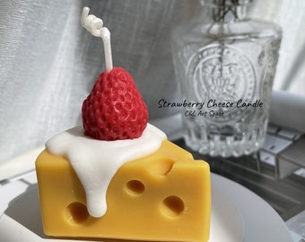 Strawberry Cheese Candle|RealDessert Candle|Birthday Gift|Cheese Candle|Anniversary Gift | Gift for him her|Wedding Favors| Handmade Candle