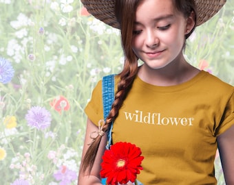 wildflower / youth short sleeve tee / cotton shirt / nature kid / country style / farmhouse flowers / girls tee / youth shirt / flower power