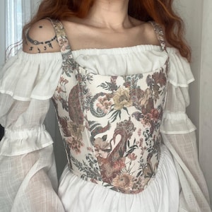 Floral Corset | Romantic Vintage Style | Handmade Elegant Bustier  Cottagecore Corset Top