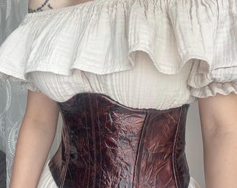Genuine Leather Medieval Corset Belt – Handmade Renaissance Gothic Waist Corset Top