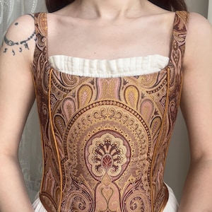Barock Brokat Korsett Top, Renaissance Jacquard Mieder, Steampunk Viktorianische Taillen Cincher, Dark Academia Kleidung, Mittelalterliches Bustier