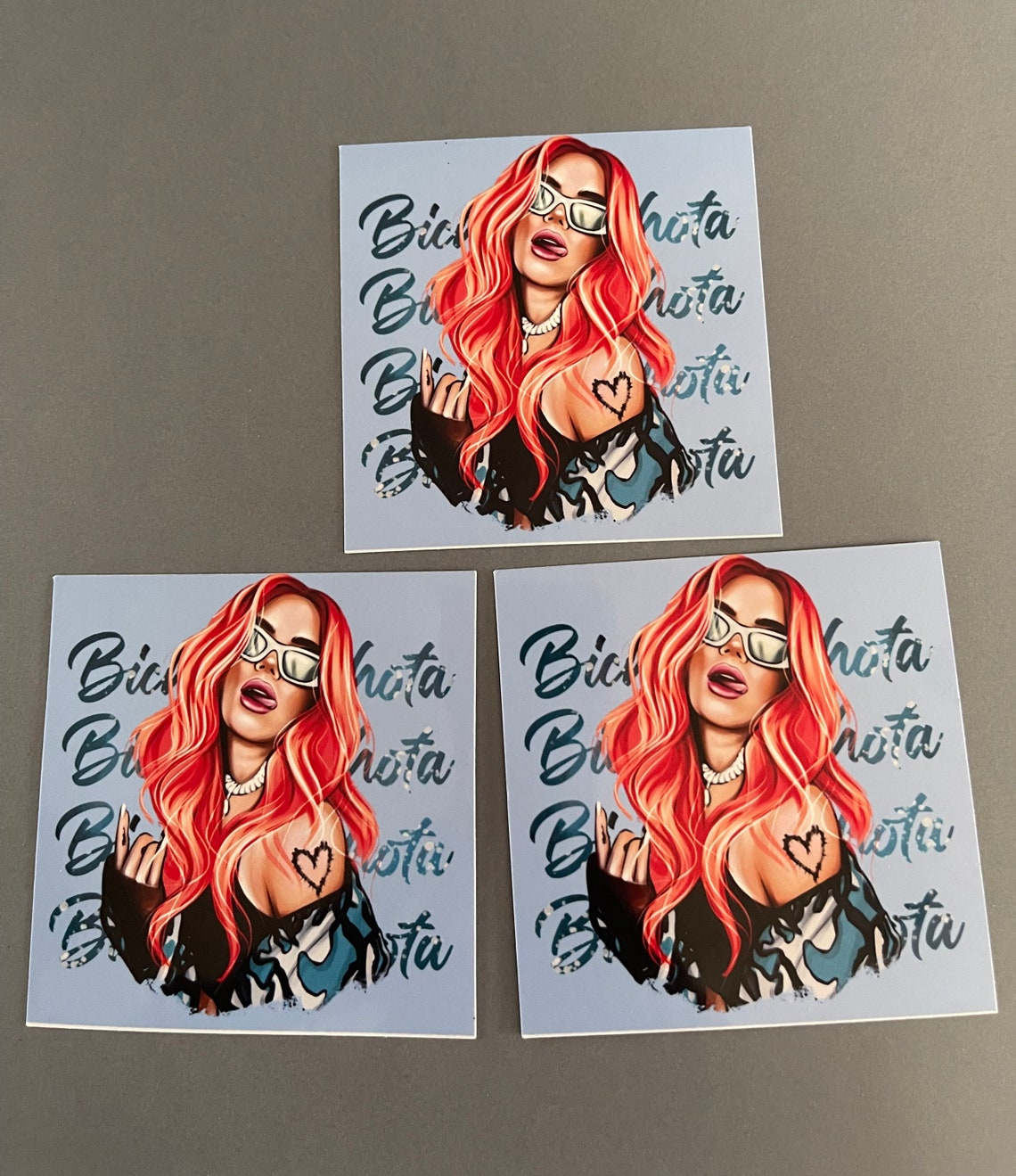 Karol G Karol G Glossy Stickers Red Hair Etsy Canada