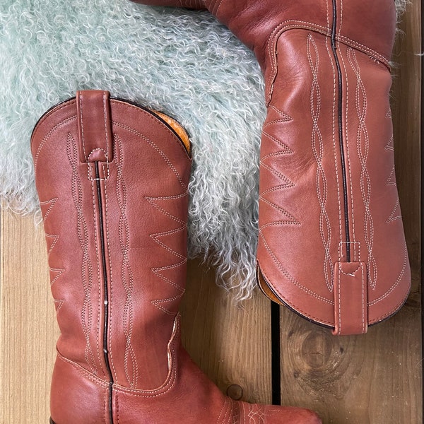 Vintage Double H Brown Cowboy Boots Size 6 (23cm)