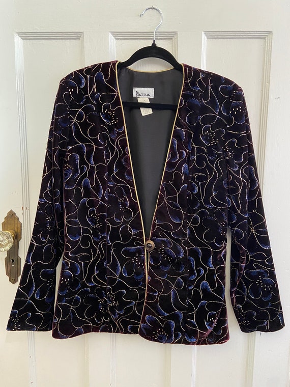 Velvet Trim Abstract Jacquard Robe Jacket - Ready-to-Wear 1AC46A