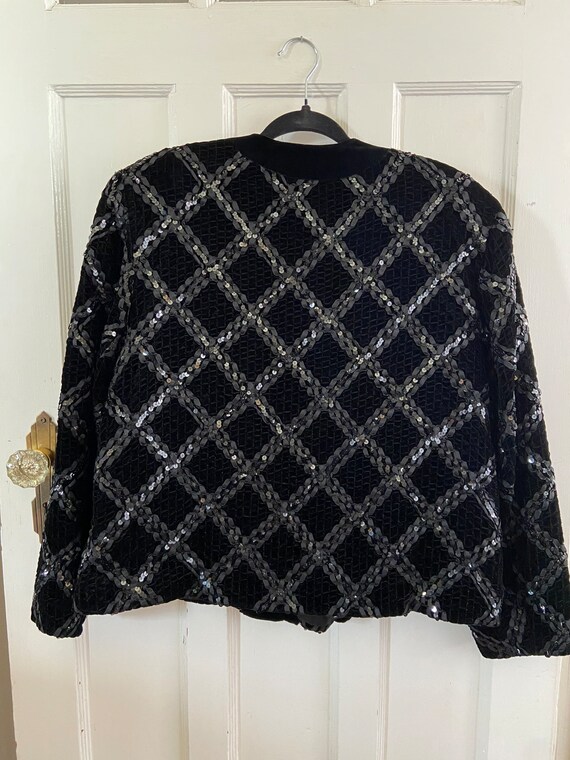 Vintage 1980s Antels MXM Black Velvet and Sequin … - image 3