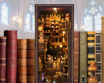 Kit Biblioteca de Mago - Cantinho de Leitura: Casa de Bonecas em Miniatura com Luzes de LED (Montagem Faça Você Mesmo)