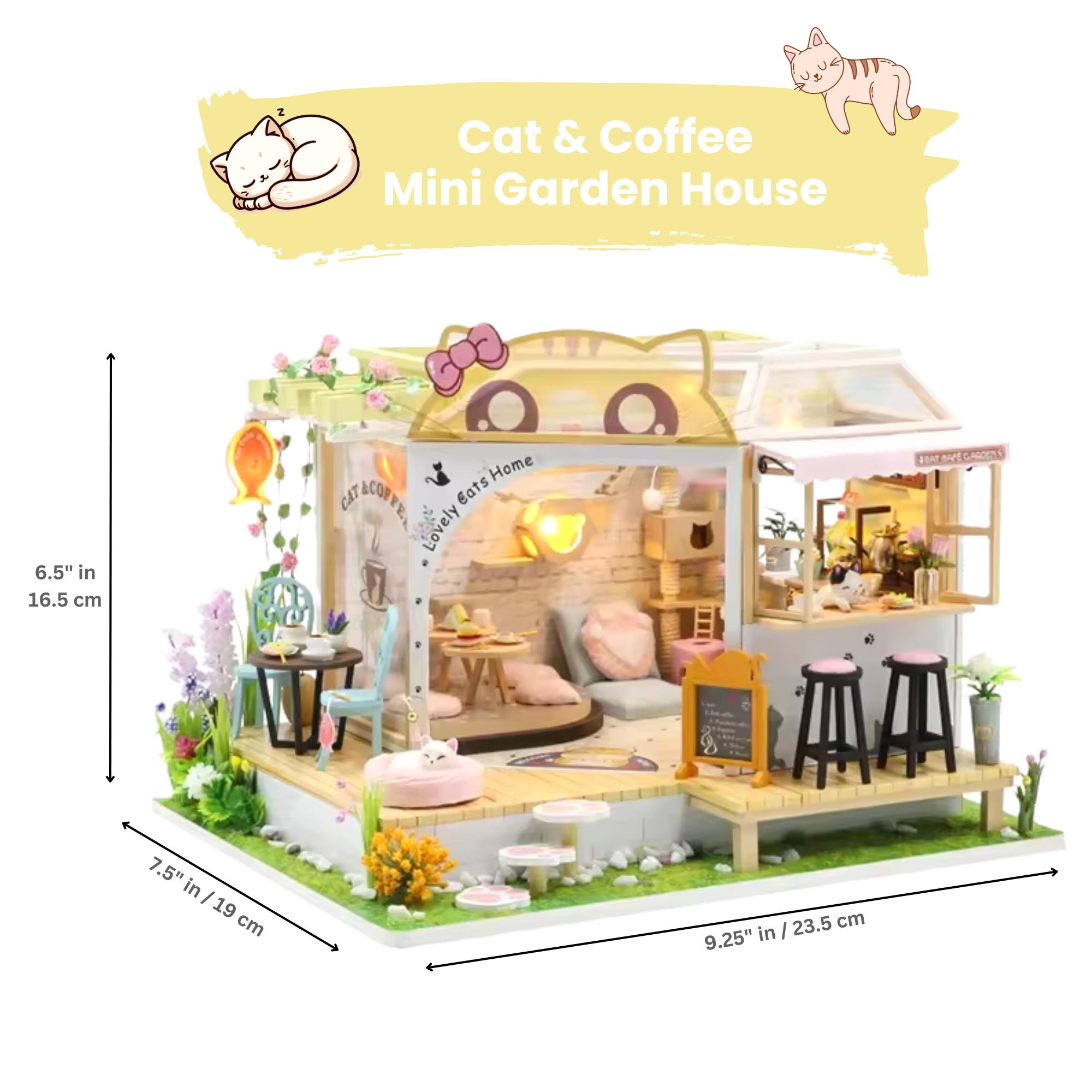 Kit fai da te per casa delle bambole in miniatura: modello di gatto e caffetteria - Italia