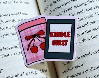 Kindle Girly Stickers, Kindle Stickers, Cherry and Bows, Kindle Sleeve, Book Sleeve, Girly Stickers, Soft Era, Bookish Stickers