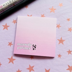 Meowdy Partner Sticky Note, Cute Stationery, Colorful Office Supplies, Gifts For Coworkers, Trendy Stationery, Memo Pad, Cow Print