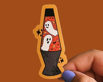 Spooky Lava Lamp Waterproof Sticker, Halloween Sticker, Spooky Season Sticker, 90s Halloween, Vintage Halloween, Ghost Stickers, Code Orange