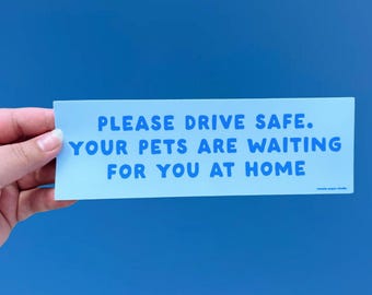 Please Drive Safe Your Pets Are Waiting For You At Home Bumper Sticker, Pet Bumper Stickers, Waterproof Bumper Sticker, Car Decal