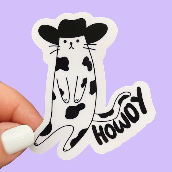 COW CAT Sticker, Cow Print Sticker, Trendy Sticker, Hydro Flask Sticker, Meowdy Sticker