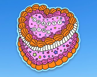Crafty Girl Cake Sticker, Whimsical, Arts and Crafts