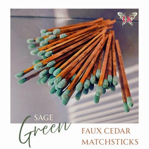 3 Inch Dark Sage Green Matchsticks: Faux Cedarwood, Fall Decor image 1